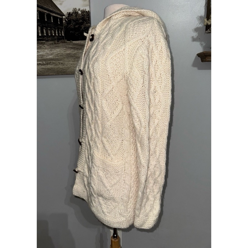 Icelandic Design cream cable knit hooded toggle button cardigan agate button med - Picture 4 of 10